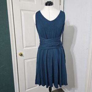 Soma Teal Midi Dress Size Medium Soft Jersey Spring Summer Resort Cruise Goddess